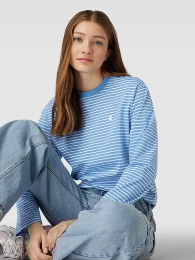 Carhartt Work In Progress Shirt met lange mouwen van biologisch katoen met streepmotief, model 'COLEEN' Bleu - 3