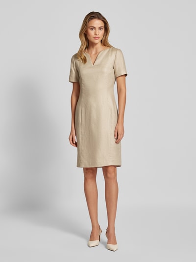 WHITE LABEL Knielanges Kleid mit V-Ausschnitt Sand 4