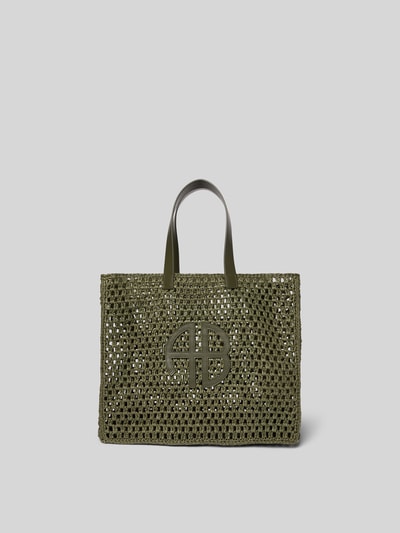 Productfoto, Tote Bag met Logo-Applikatie van Anine Bing van pure cellulose, semitransparant, open hoofdvak, smalle riemen, olijfgroen