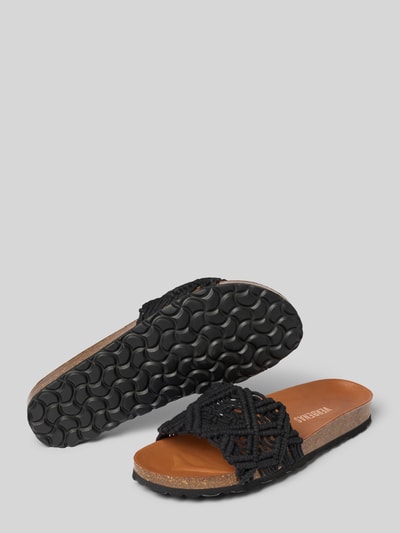 Produktfoto, Sandalette in Schlupfform Modell 'RAGA KNOTS' von Verbenas, abgerundete Spitze, schwarz, profilierte Sohle, 3 cm Absatz