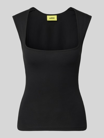 Produktfoto, schwarzes Top mit Karree-Ausschnitt Modell 'ISABELLA GIGI' von JJXX, Baumwoll-Mix mit Stretch-Anteil, Körpernaher-Schnitt