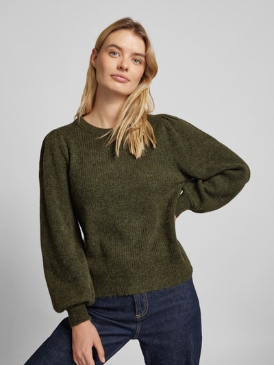 Selected Femme Strickpullover mit Ballonärmeln Modell 'SLFLULU' Oliv Melange 3