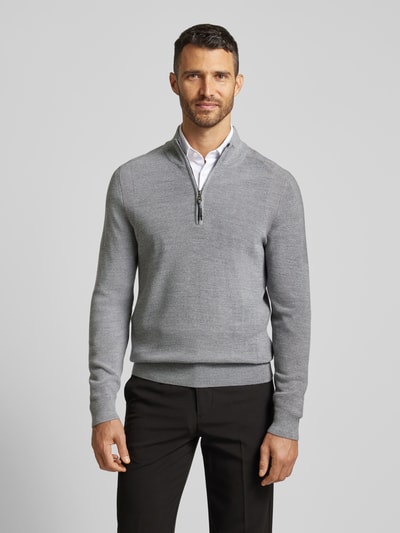 Brax Gebreide pullover met opstaande kraag, model 'Steffen' Lichtgrijs - 4