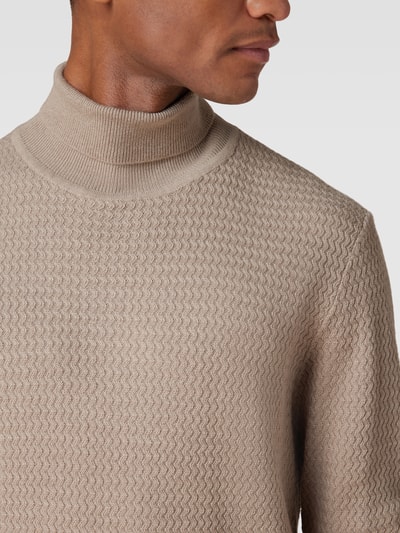 CG - Club of Gents Rollkragenpullover mit Strukturmuster Beige 3