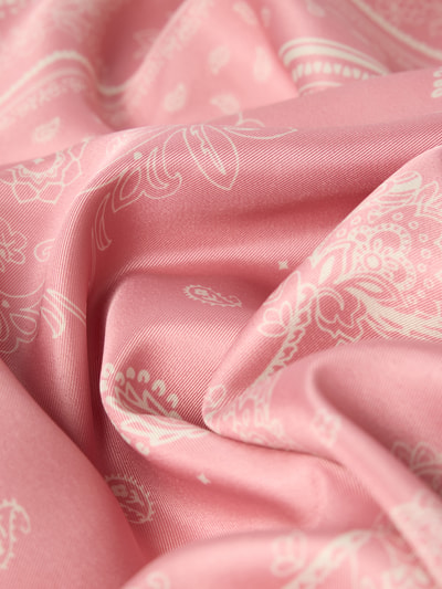 Productfoto, Tuch mit Allover-Paisley-Print van Jake*s Casual, rechthoekig, satijn, bloemenprint, roze met witte details, 45x45 cm