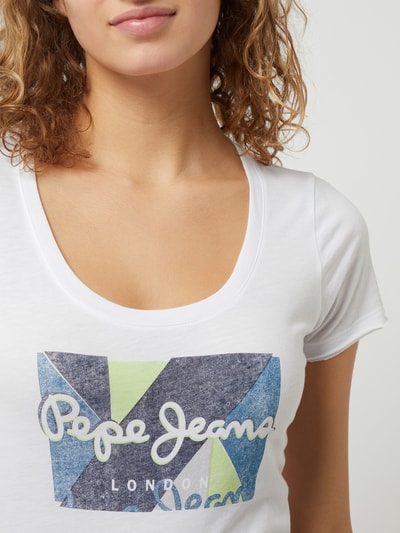 Pepe Jeans T-shirt van katoenmix, model 'Dafne'  Wit - 3