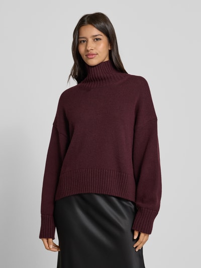 Lanius Oversized gebreide pullover van een mix van scheerwol en katoen Bordeaux - 4
