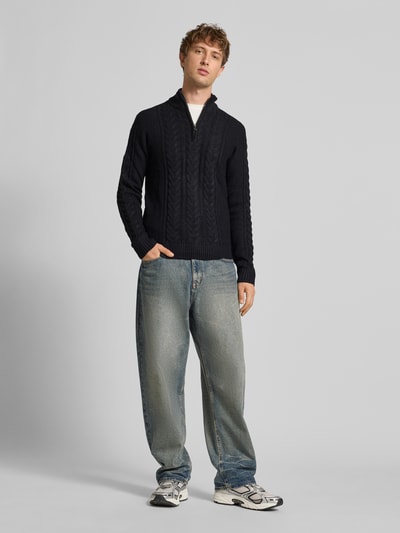 Blend Strickpullover mit Reißverschluss Modell 'BASIM' Anthrazit 1