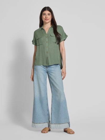 Vero Moda Regular fit overhemdblouse met borstzakken, model 'BUMPY' Olijfgroen - 1
