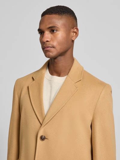BOSS Płaszcz wełniany o kroju slim fit z kołnierzem z połami model ‘HYDE’ Camel 3