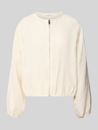 Produktfoto, Blouson aus Viskose-Mix mit Rundhalsausschnitt Modell 'Jarosa' von OPUS in Creme, strukturierte Oberfläche, locker geschnitten, Reißverschluss, elastische Ärmelabschlüsse, Damenmode