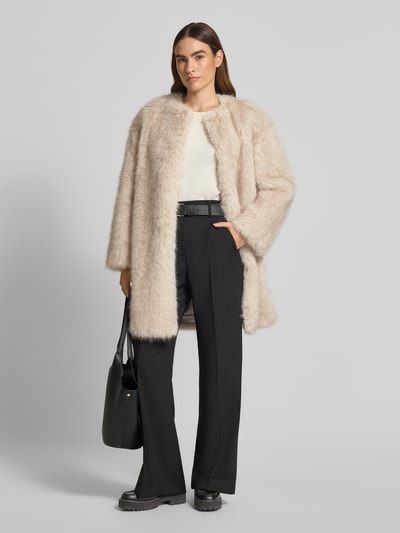 Max Mara Studio Regular Fit Webpelzmantel mit Viskose-Anteil Modell 'EROS' Beige 1