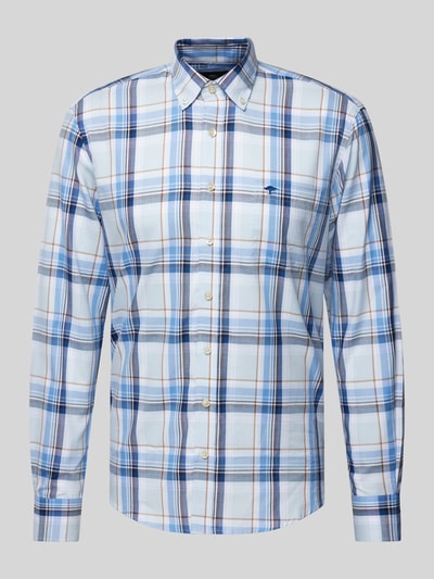 Fynch-Hatton Slim Fit Freizeithemd mit Tartan-Karo Rauchblau Melange 2