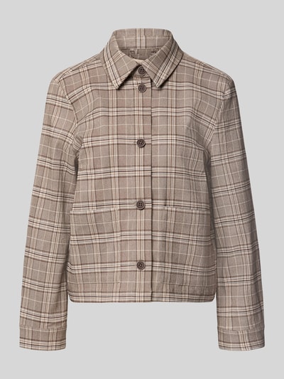 Produktfoto, Regular Fit Jacke aus Viskose-Mix von FREE/QUENT in Beige mit Karomuster, Umlegekragen, aufgesetzte Taschen, neutrale Textur