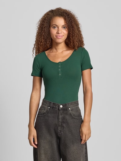 Pieces Slim fit T-shirt van katoenmix, model 'KITTE' Groen - 4
