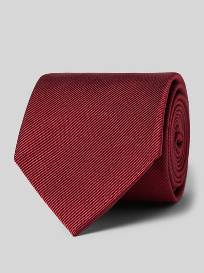 Profuomo Zijden stropdas in effen design (8 cm) Bordeaux - 1