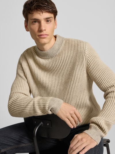 Blend Gebreide pullover met ribboorden Beige - 3