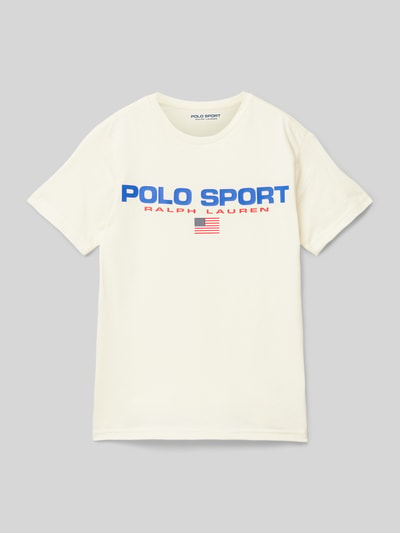 Polo Sport T-Shirt mit Label-Print Ecru 1