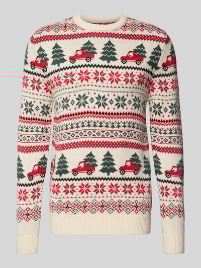 Montego Sweter z dzianiny z prążkowanymi wykończeniami Piaskowy 2