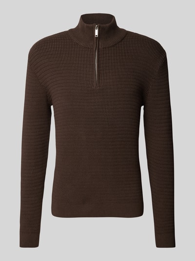 SELECTED HOMME Gebreide pullover met opstaande kraag, model 'THEO' Middenbruin - 2