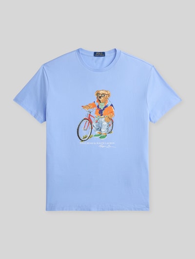 Polo Ralph Lauren damski t-shirt o kroju slim fit z nadruk polo bear Błękitny 2