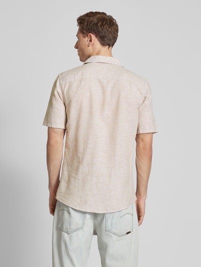Only & Sons Slim fit linnen overhemd met 1/2-mouwen, model 'CAIDEN' Beige - 5