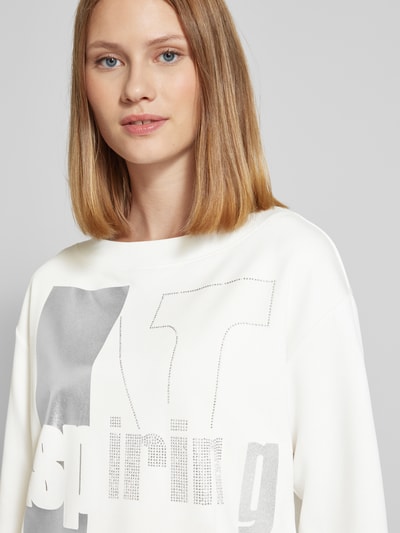 monari Sweatshirt mit Paillettenbesatz Weiss 3