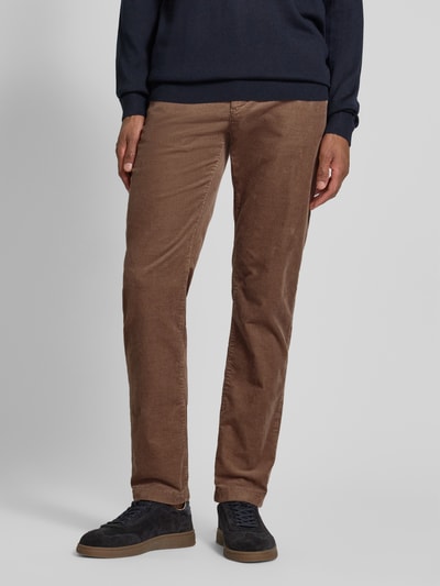 Tommy Hilfiger Spodnie sztruksowe z prostą nogawką z mieszanki bawełny model ‘DENTON’ Beżowy 4