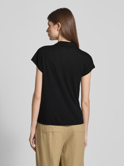 comma Regular fit poloshirt van een mix van viscose en linnen Zwart - 5