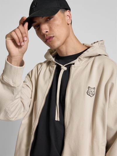 MAISON KITSUNÉ Oversized Sweatjacke mit Eingrifftaschen Beige 3