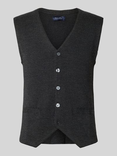 Christian Berg Men Slim Fit Weste aus Woll-Mix Anthrazit Melange 1