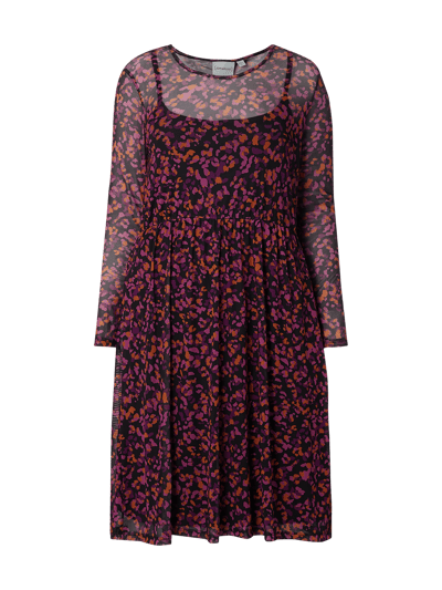 Junarose PLUS SIZE - jurk van mesh met bloemenmotief Felroze - 2