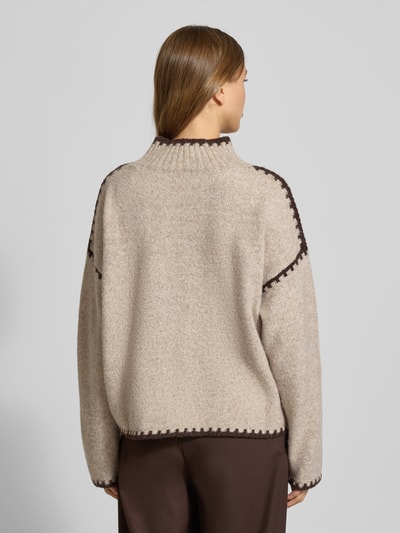 Stefanel Strickpullover mit Stehkragen Beige Melange 5