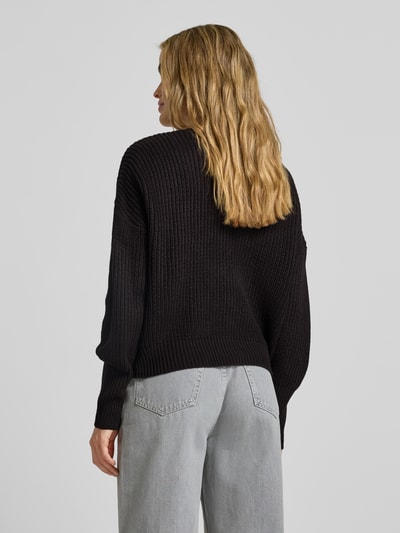 Vero Moda Loose fit gebreid jack met sierknopen, model 'LEA' Zwart - 5