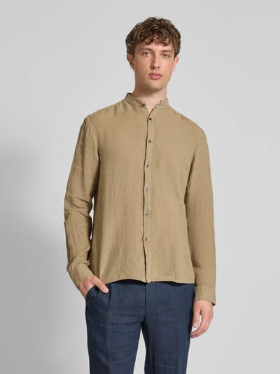 HUGO Slim Fit Business-Hemd mit Maokragen Modell 'Elvory' Hellbraun 4