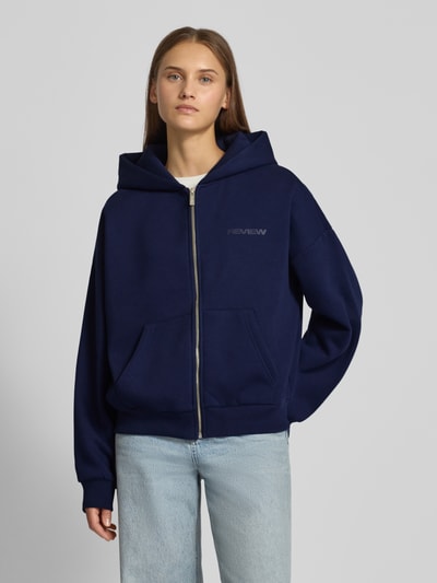 Review Bluza rozpinana o kroju regular fit z kieszenią kangurką model ‘Basic’ Granatowy 4