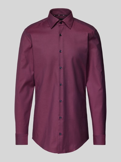 BOSS Slim Fit Business-Hemd mit extra langem Arm Modell 'Hank' Aubergine 2