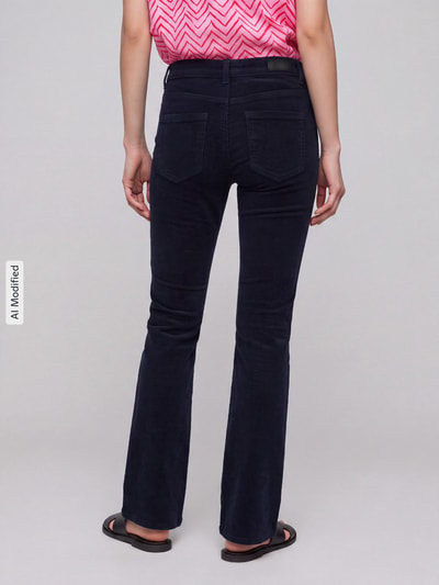 ONLY Fit and Flare Cordhose aus Baumwoll-Mix Modell 'MARY' Marine 5