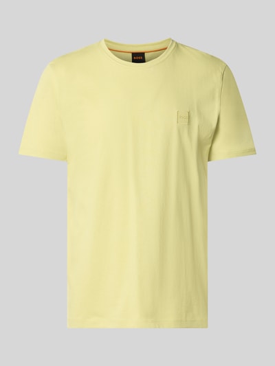 Produktfoto, Regular Fit T-Shirt aus reiner Baumwolle Modell 'TALES' von BOSS Orange in Unifarben, Label Patch, kurzarm, Rundhalsausschnitt, Jersey Textur