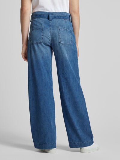 MAC Straight leg jeans met strikceintuur, model 'Sienna' Blauw - 5