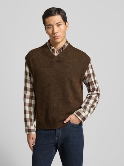 SELECTED HOMME Relaxed Fit Pullunder mit Woll-Anteil Modell 'RAI' Schoko 4