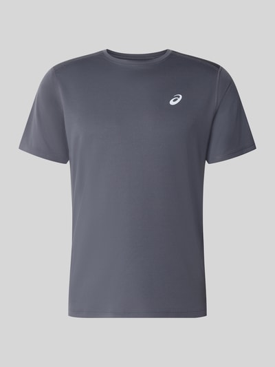Produktfoto, t-shirt met logoprint Model 'CORE' van ASICS TIGER in grijs, recht model, ronde hals, ruglengte maat M 72 cm