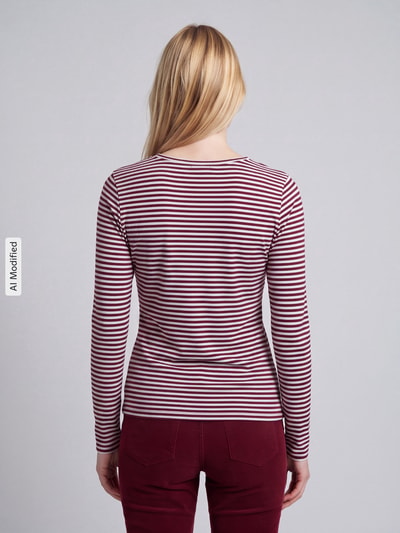 s.Oliver RED LABEL Regular Fit Langarmshirt aus Viskose-Mix Bordeaux Melange 5