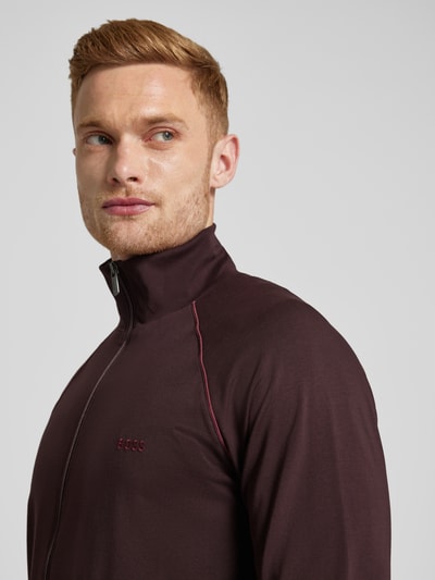 BOSS Sweatjacke mit Label-Stitching Bordeaux 3