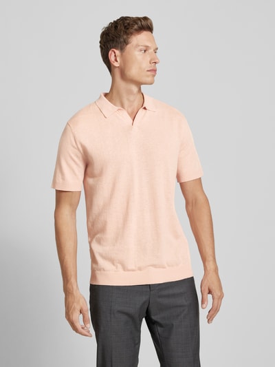 SELECTED HOMME Slim fit linnen poloshirt met platte kraag, model 'LAKE' Oudroze - 4