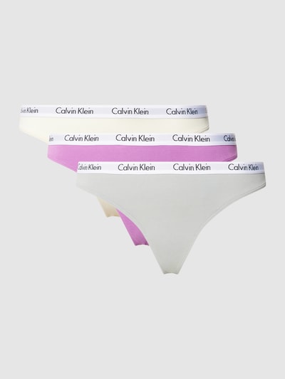 Calvin Klein Underwear Stringi z elastycznym paskiem z logo w zestawie 3 szt. model ‘CAROUSEL’ Liliowy 2