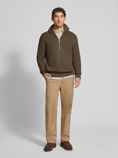 Drykorn Gebreide pullover met schipperskraag, model 'MANUELO' Kaki - 1