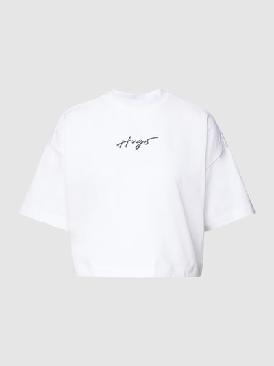 HUGO T-shirt o krótkim kroju z nadrukiem z logo Biały 2