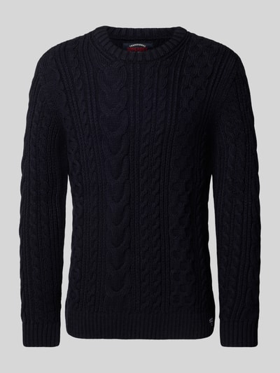 Superdry Strickpullover mit Zopfmuster Modell 'Jacob' Dunkelblau Melange 2