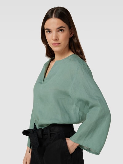 Drykorn Linnen blouse met V-hals, model 'ALENIA' Rietgroen - 3